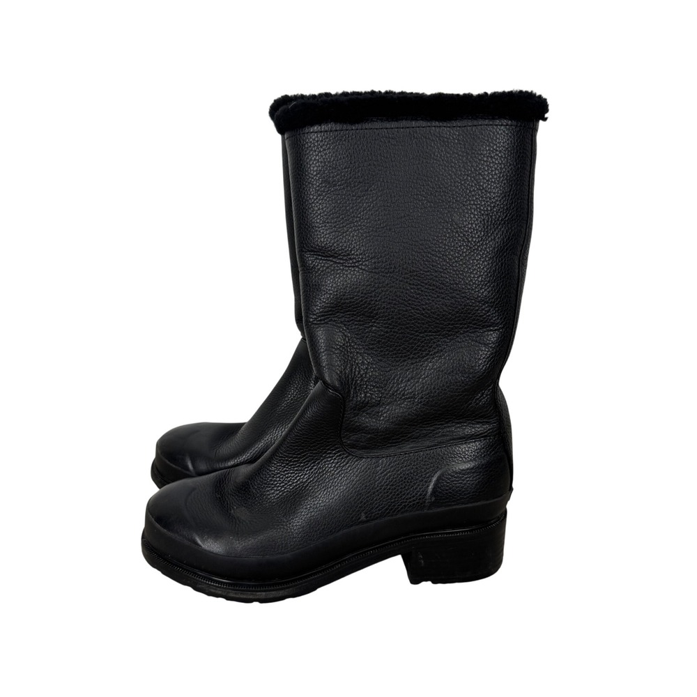 Hunter Black Shearling-Lined Winter Boots